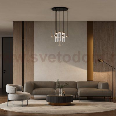 Подвесной светодиодный светильник со стеклянными плафонами 301102 LED латунь