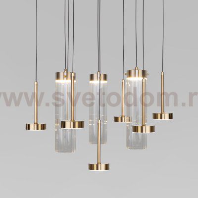 Подвесной светодиодный светильник со стеклянными плафонами 301102 LED латунь