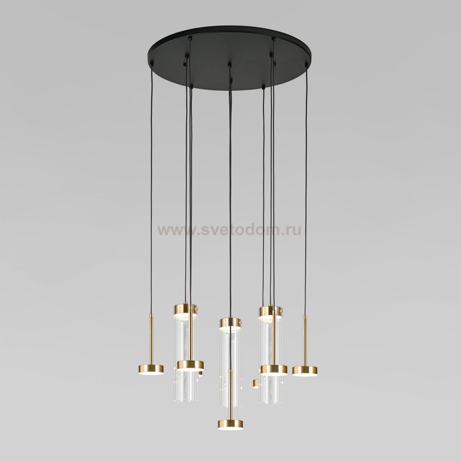 Подвесной светодиодный светильник со стеклянными плафонами 301102 LED латунь