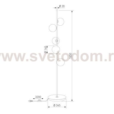 Торшер со стеклянными плафонами ручной работы 1_101/5