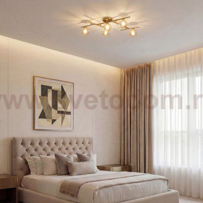 Потолочный светильник со стеклянными плафонами 502001/5 латунь