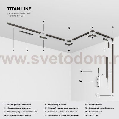 Titan Line Шинопровод накладной титан 2м 85227/00