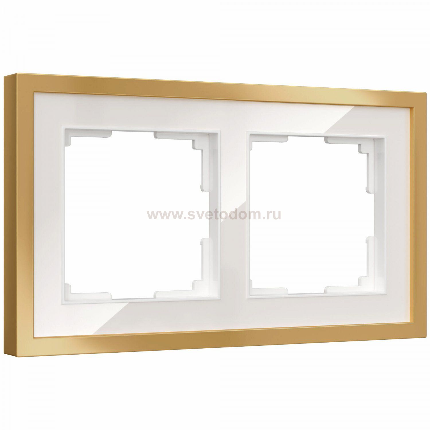 W0022853/ Рамка на 2 поста Baguette (белый/золотистая латунь) W0022853