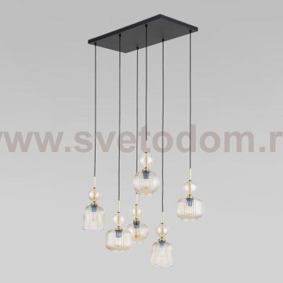 Подвесной светильник с плафоном из фактурного стекла 11044 Sophia Cognac