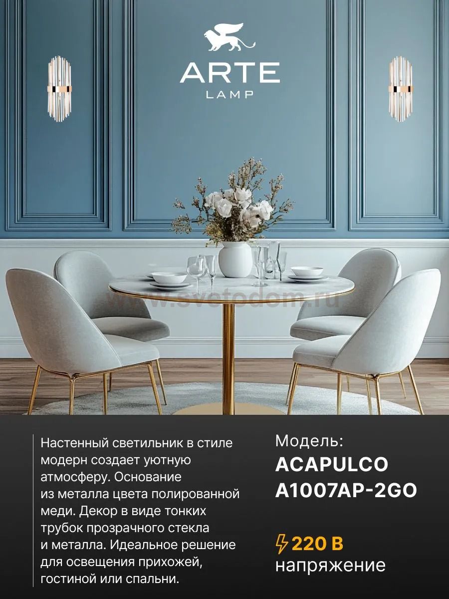 Светильник настенный Arte lamp A1007AP-2GO ACAPULCO