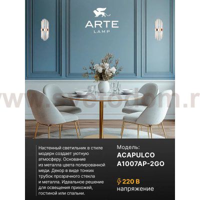 Светильник настенный Arte lamp A1007AP-2GO ACAPULCO