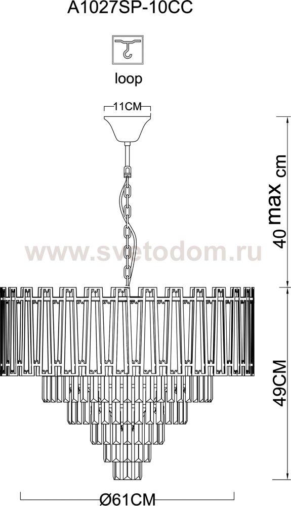 Люстры подвесные Arte lamp A1027SP-10CC ELLIE