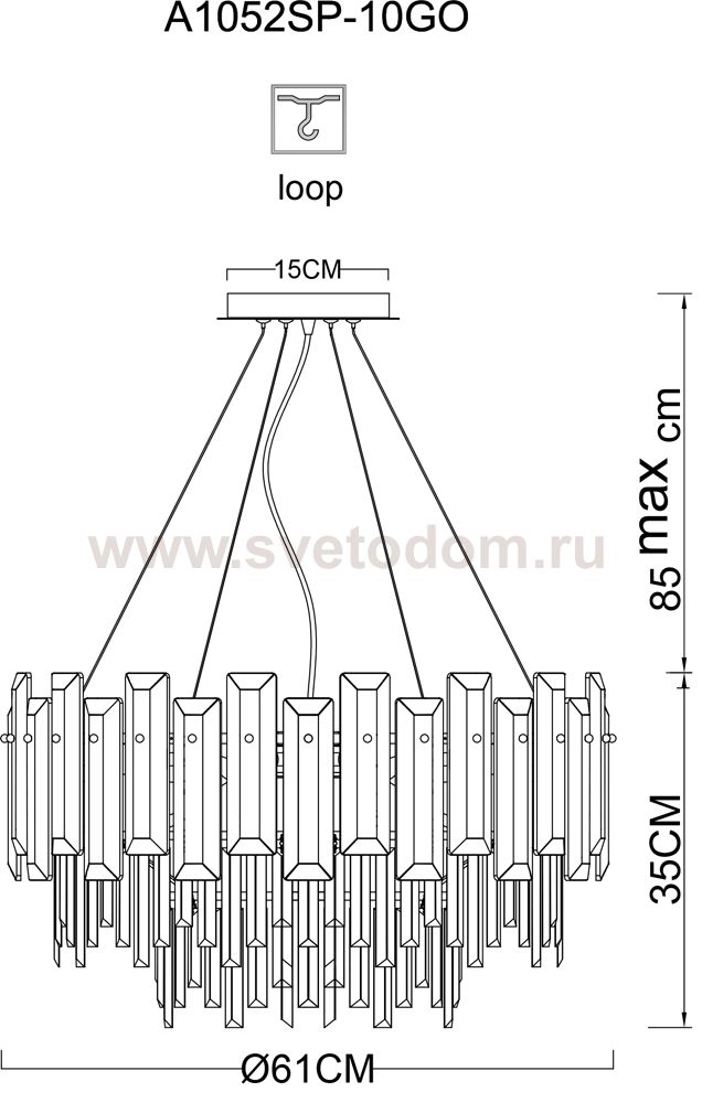 Светильник Arte lamp A1052SP-10GO 