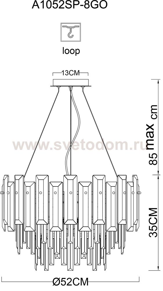 Светильник Arte lamp A1052SP-8GO 