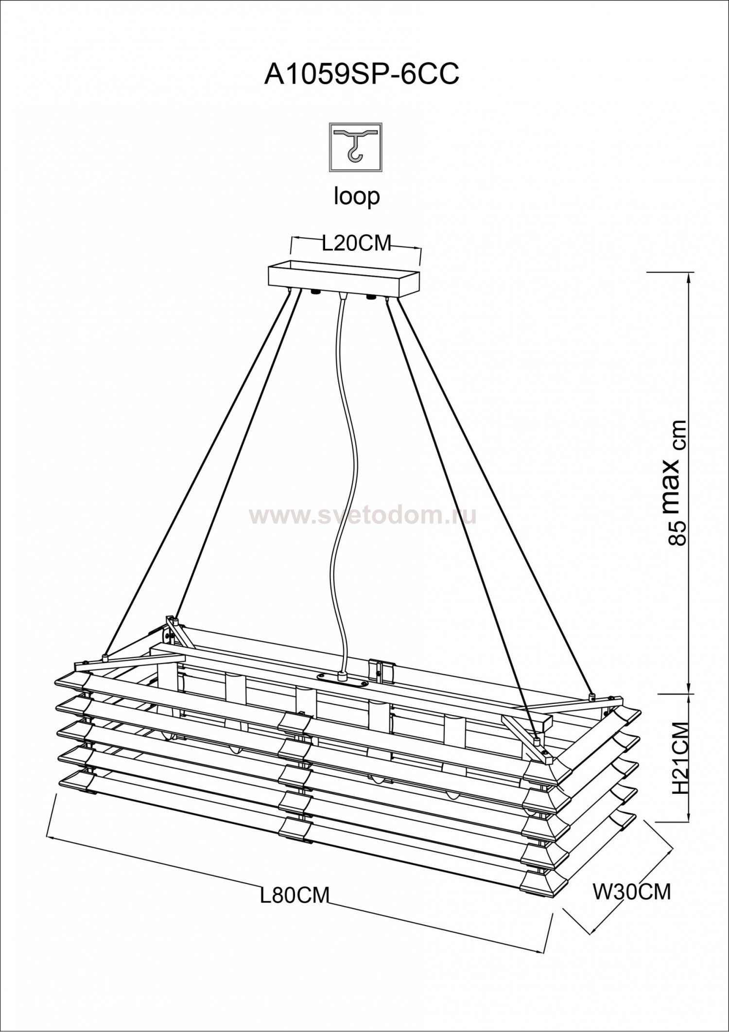 Люстра подвесная Arte lamp A1059SP-6CC