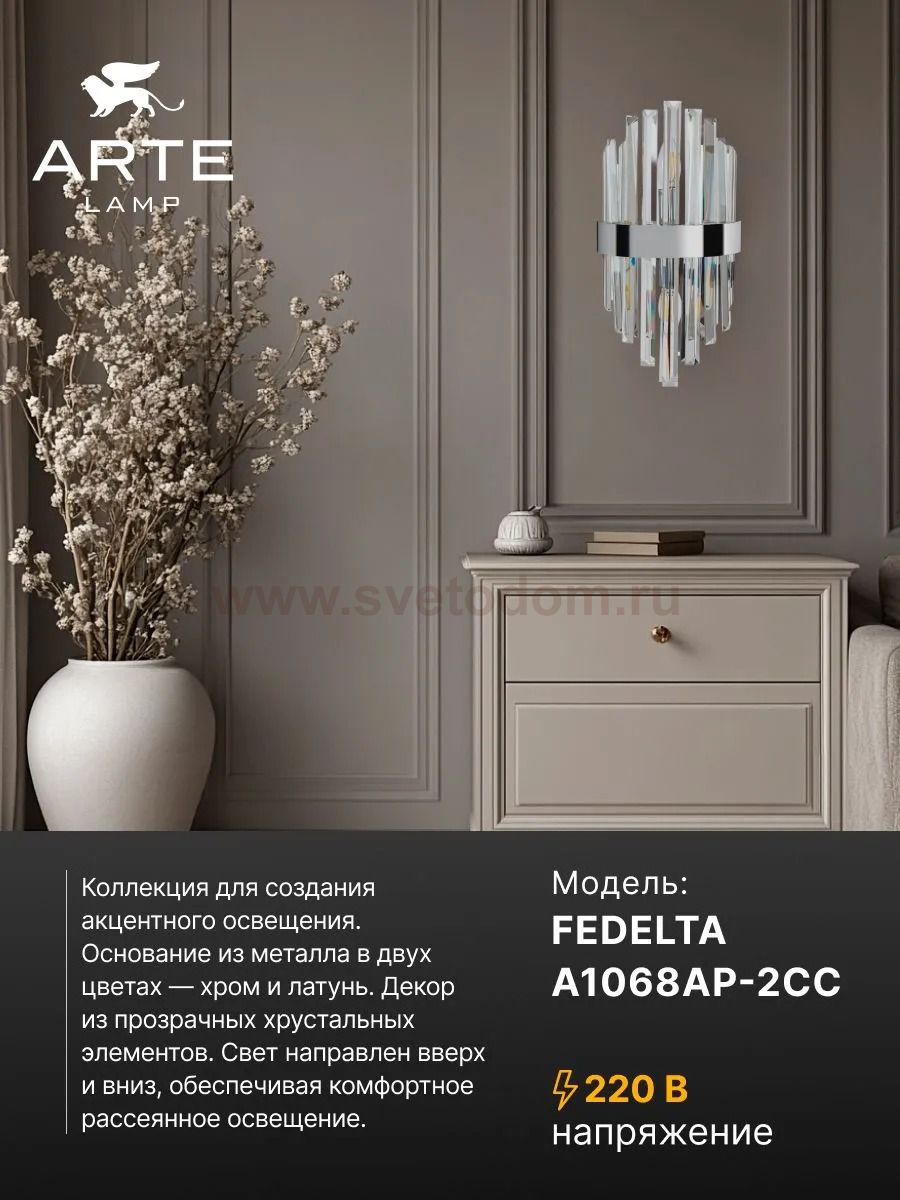 Светильник настенный Arte Lamp A1068AP-2CC FEDELTA