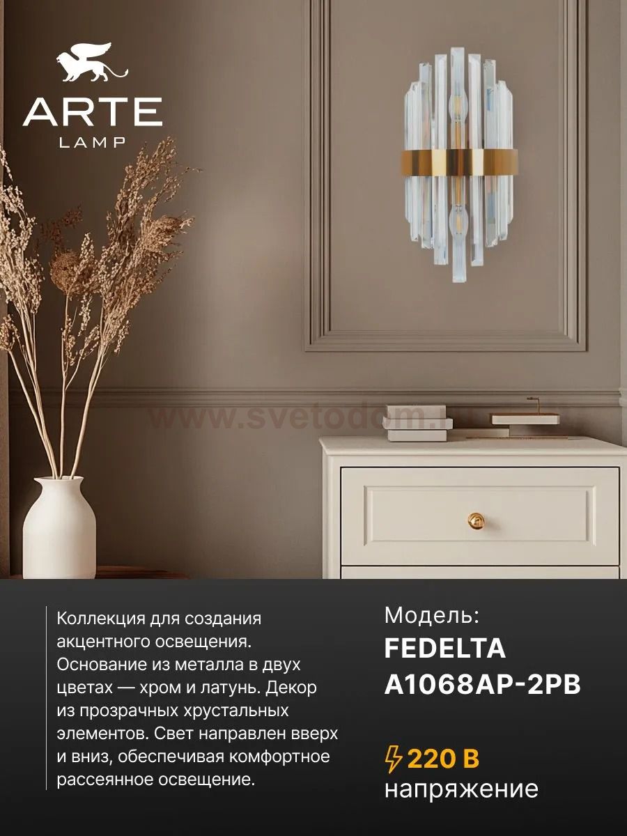 Светильник настенный Arte Lamp A1068AP-2PB FEDELTA