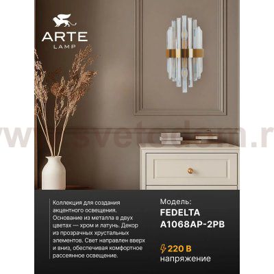 Светильник настенный Arte Lamp A1068AP-2PB FEDELTA