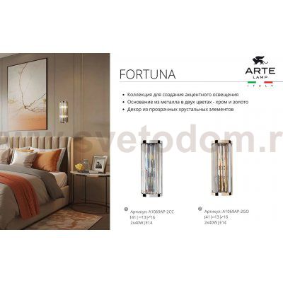 Светильник настенный Arte Lamp A1069AP-2CC FORTUNA