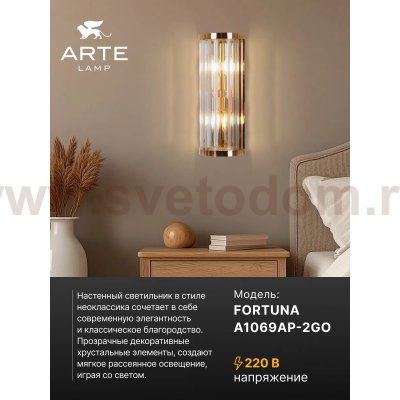 Светильник настенный Arte Lamp A1069AP-2GO FORTUNA