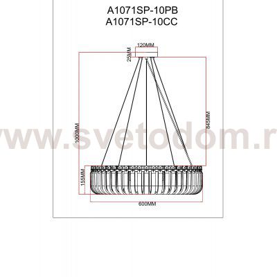Светильник подвесной Arte Lamp A1071SP-10CC MAYOTTE