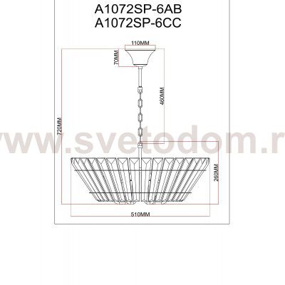 Светильник подвесной Arte Lamp A1072SP-6AB FLORIZEL