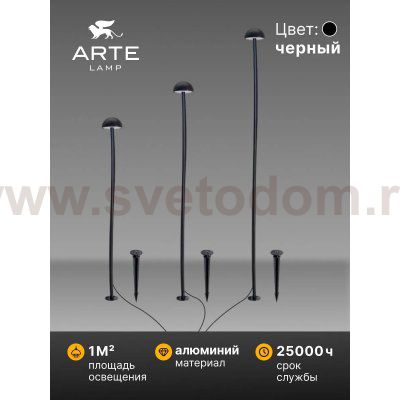 Грунтовый светильник Arte Lamp MOTUS A1081PA-3BK