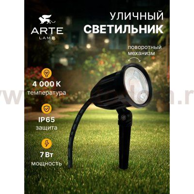 Грунтовые светильники Arte Lamp A1127IN-1BK ELSIE