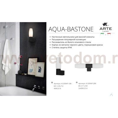 Светильник настенный Arte Lamp A1209AP-2BK AQUA-BASTONE
