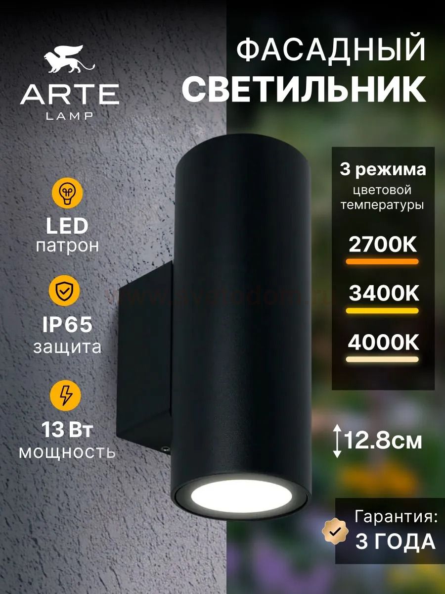 Фасадный светильник Arte Lamp TORCULAR A1307AL-2BK