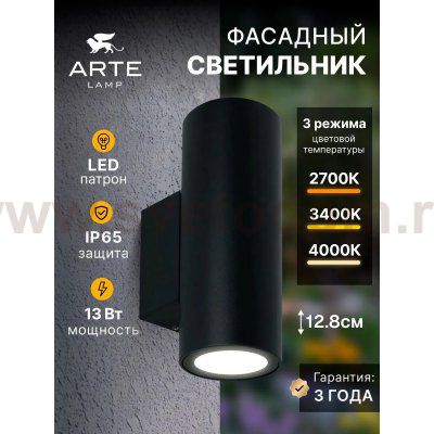 Фасадный светильник Arte Lamp TORCULAR A1307AL-2BK