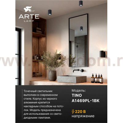 Светильники точечные накладные со сменной лампой Arte Lamp A1469PL-1BK TINO