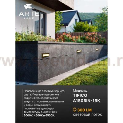 Фасадный светильник Arte Lamp A1505IN-1BK TIPICO