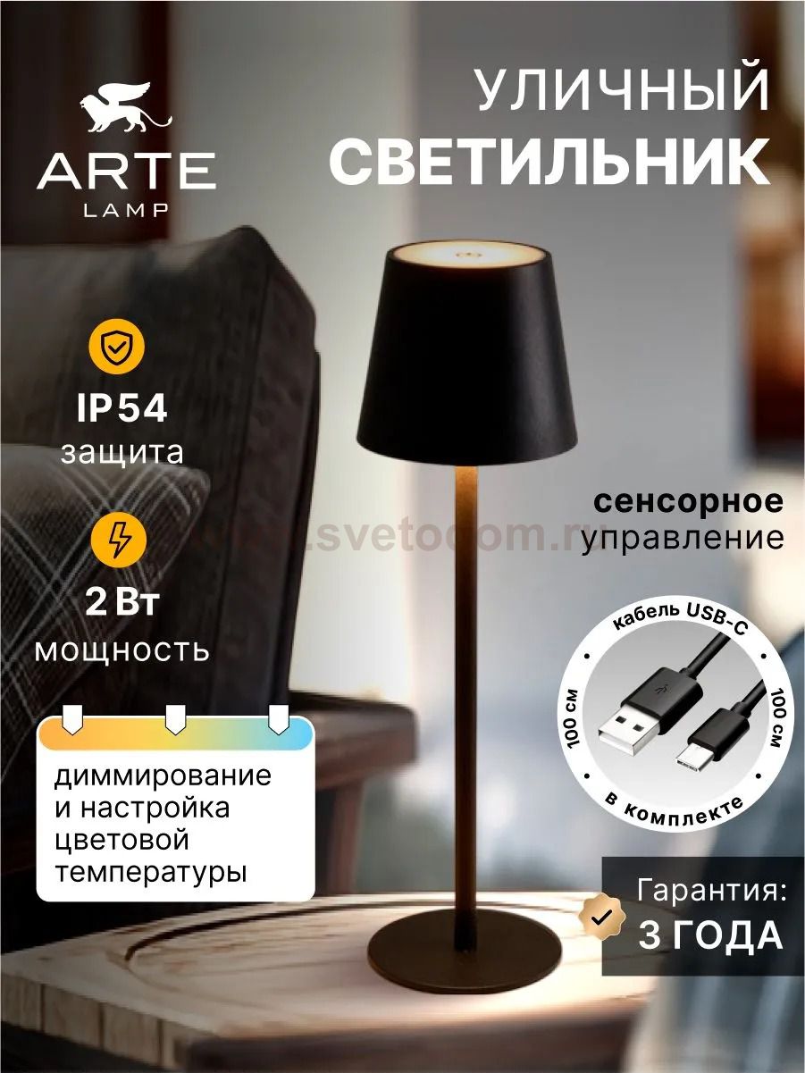 Уличные настольные светильники Arte Lamp A1614LT-1BK FUYUE
