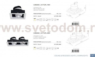 Светильник встраиваемый Arte lamp A1712PL-1WH CARDANI