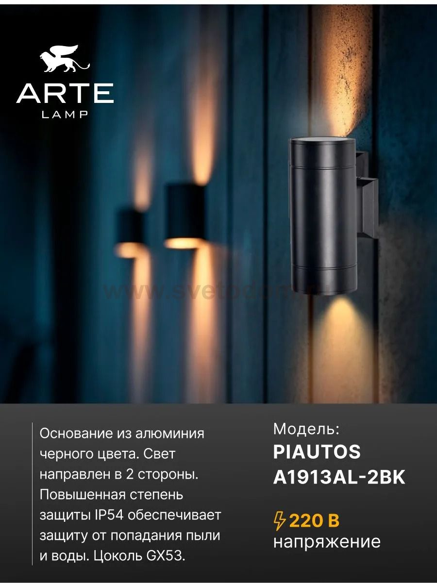 Уличный светильник Arte Lamp A1913AL-2BK PIAUTOS