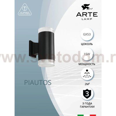 Уличный светильник Arte Lamp A1926AL-2BK PIAUTOS