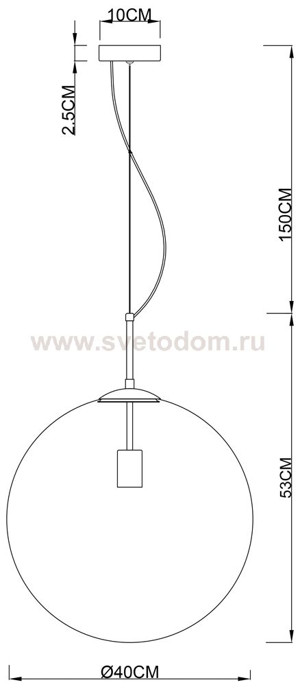 Плафон стекло шар прозрачный 400мм (98мм посадка) Arte Lamp A1940SP-1 VOLARE