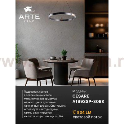 Подвесная люстра Arte Lamp A1993SP-30BK CESARE