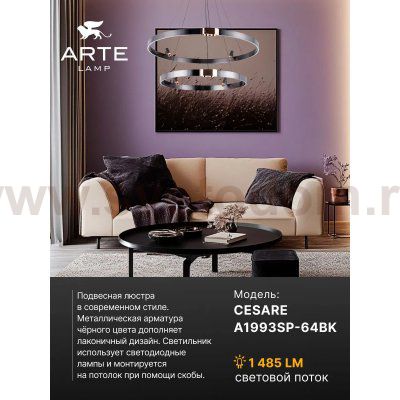 Подвесная люстра Arte Lamp A1993SP-64BK CESARE