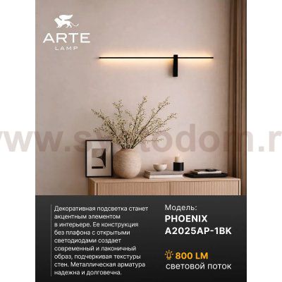 Декоративная подсветка Arte lamp A2025AP-1BK PHOENIX