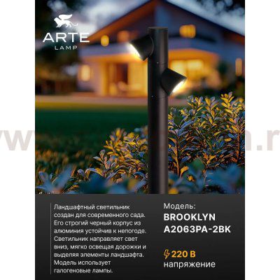 Ландшафтные светильники Arte Lamp A2063PA-2BK BROOKLYN