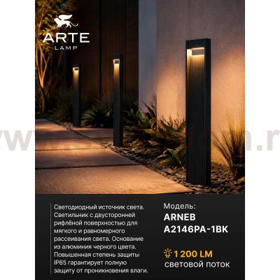 Уличный светильник Arte Lamp A2146PA-1BK ARNEB