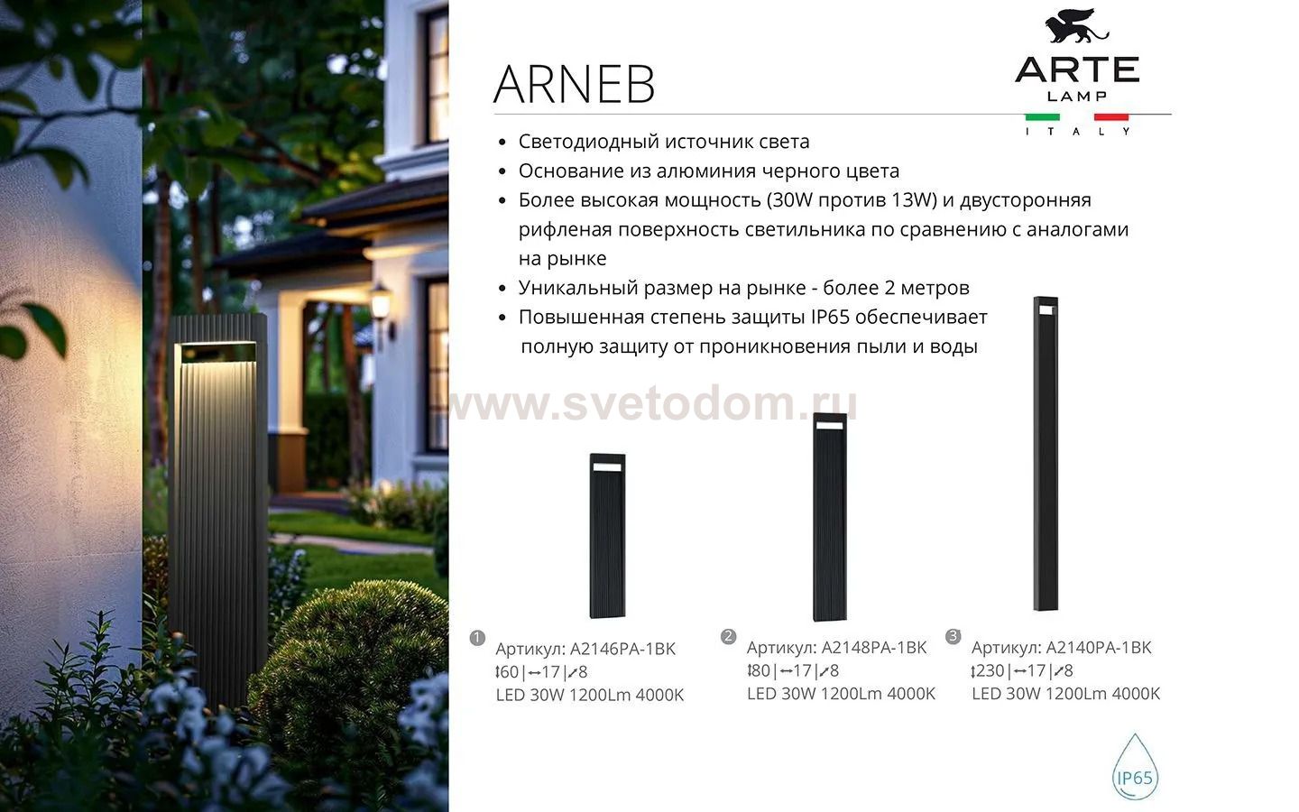 Уличный светильник Arte Lamp A2148PA-1BK ARNEB