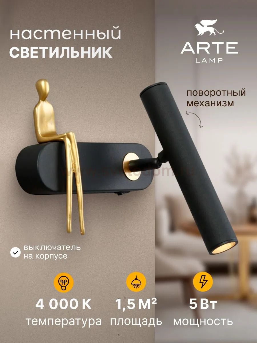 Светильник настенный бра Arte Lamp A2173AP-1BK