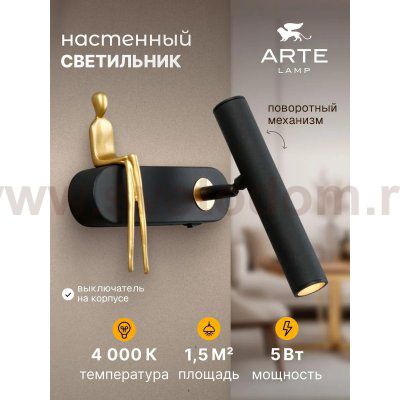 Светильник настенный бра Arte Lamp A2173AP-1BK