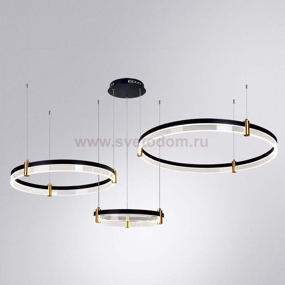 Люстра светодиодными черными кольцами 226Вт Arte Lamp A2185SP-3BK с пультом
