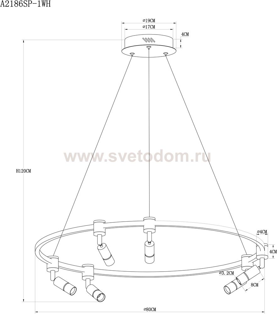 Светильник подвесной Arte lamp A2186SP-1WH RING