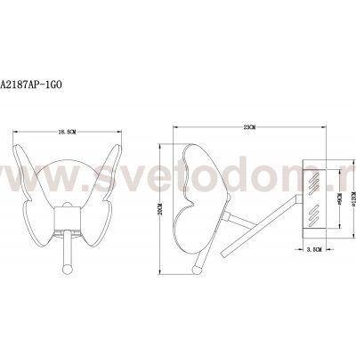 Светильник настенный бра в виде бабочки Arte lamp A2187AP-1GO DARCY