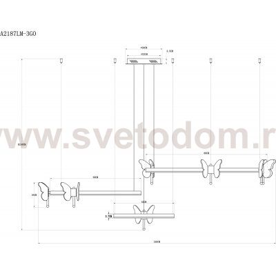 Люстра с кольцами и бабочками Arte lamp A2187LM-3GO DARCY