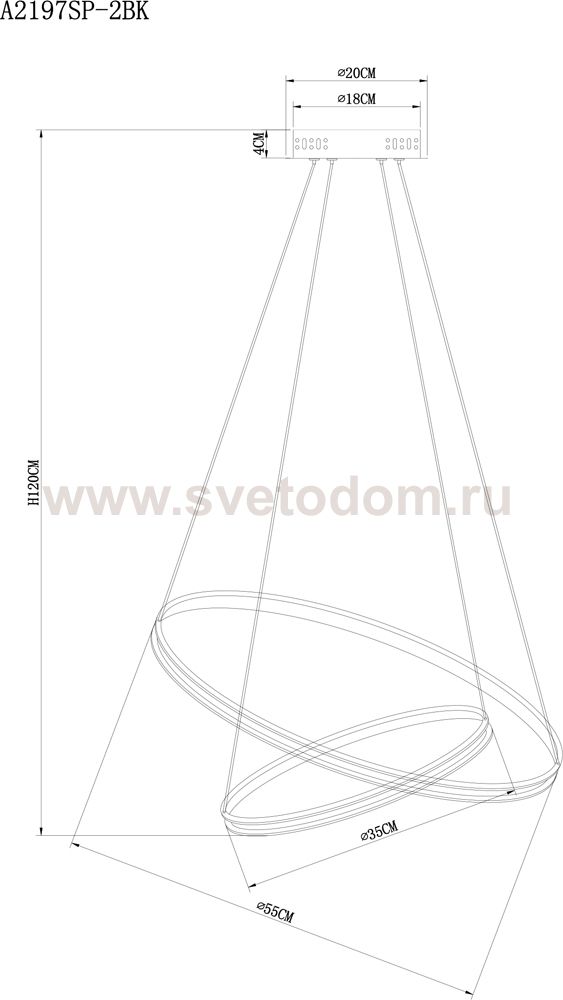 Светильник подвесной Arte lamp A2197SP-2BK FRODO