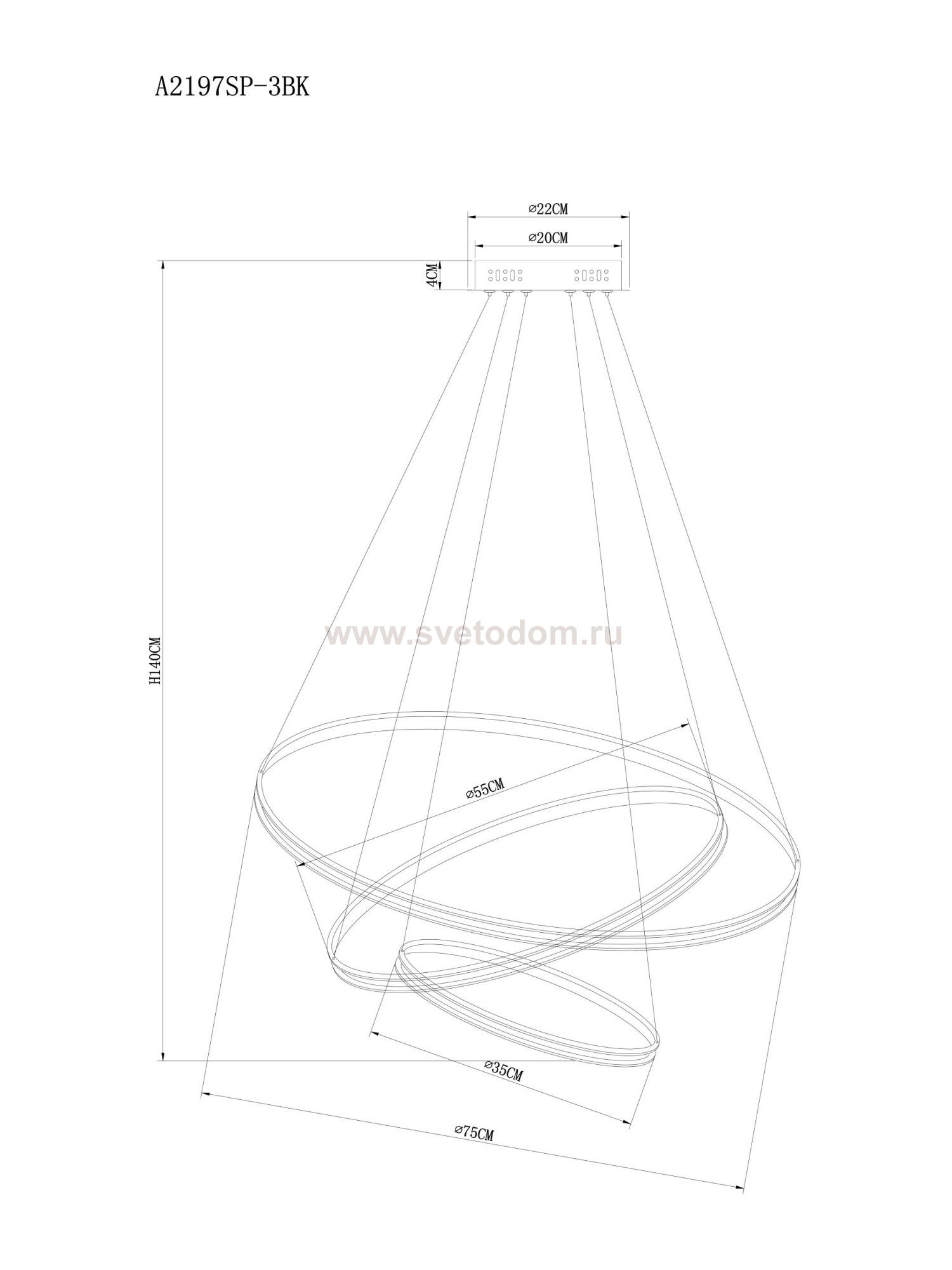 Светильник подвесной Arte lamp A2197SP-3BK FRODO