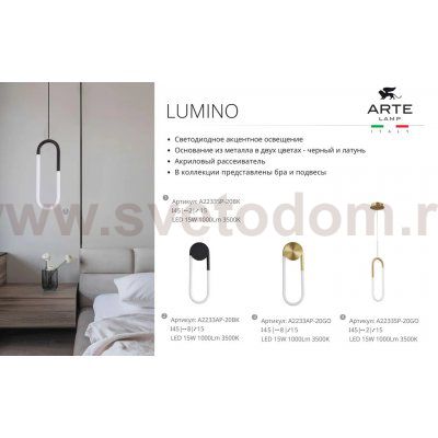 Светильник настенный Arte Lamp A2233AP-20BK LUMINO