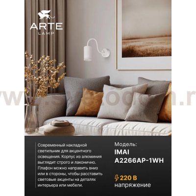 Накладной светильник спот Arte Lamp A2266AP-1WH IMAI