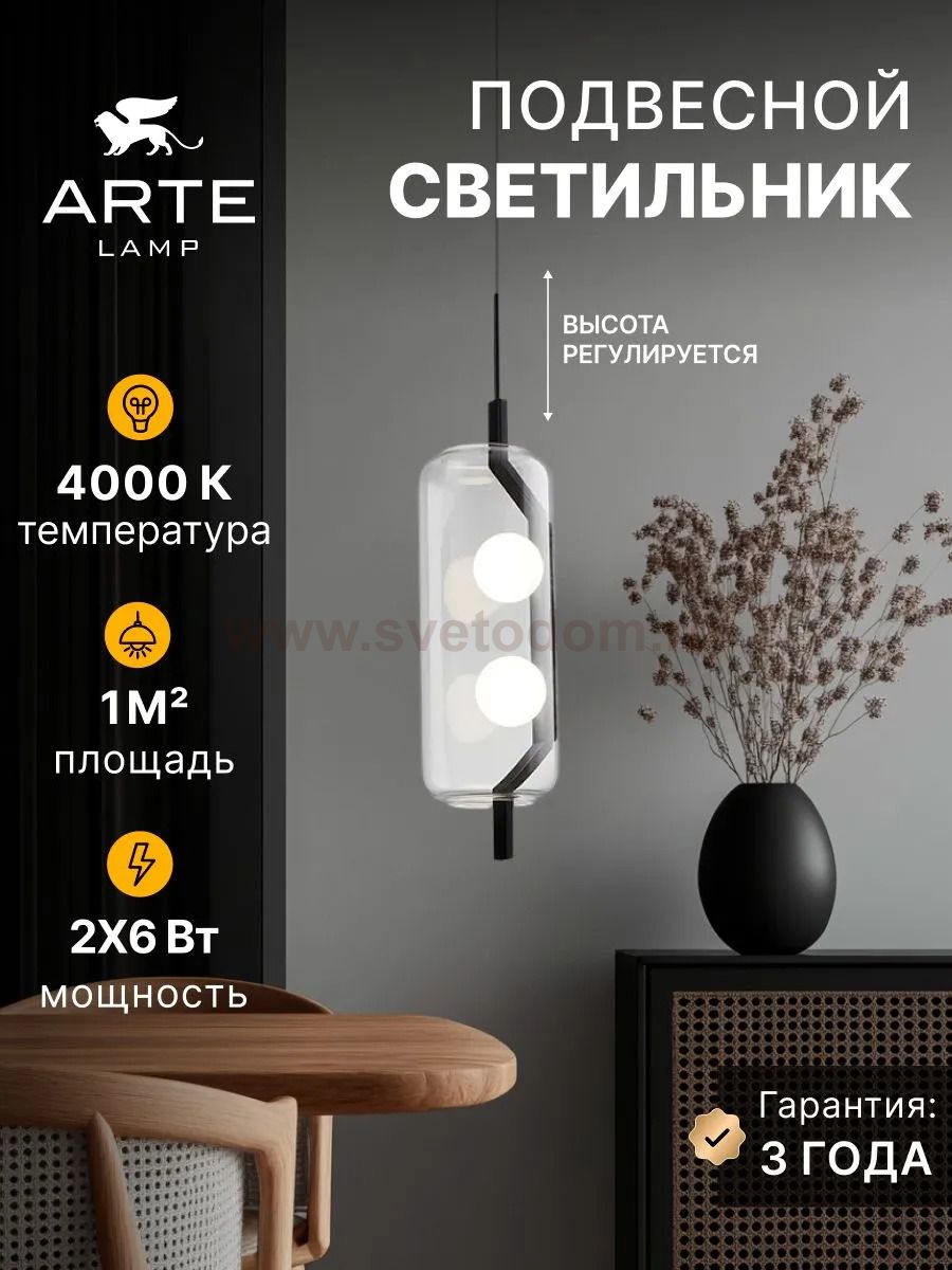 Светильник подвесной Arte Lamp A2341SP-2BK GENEVA